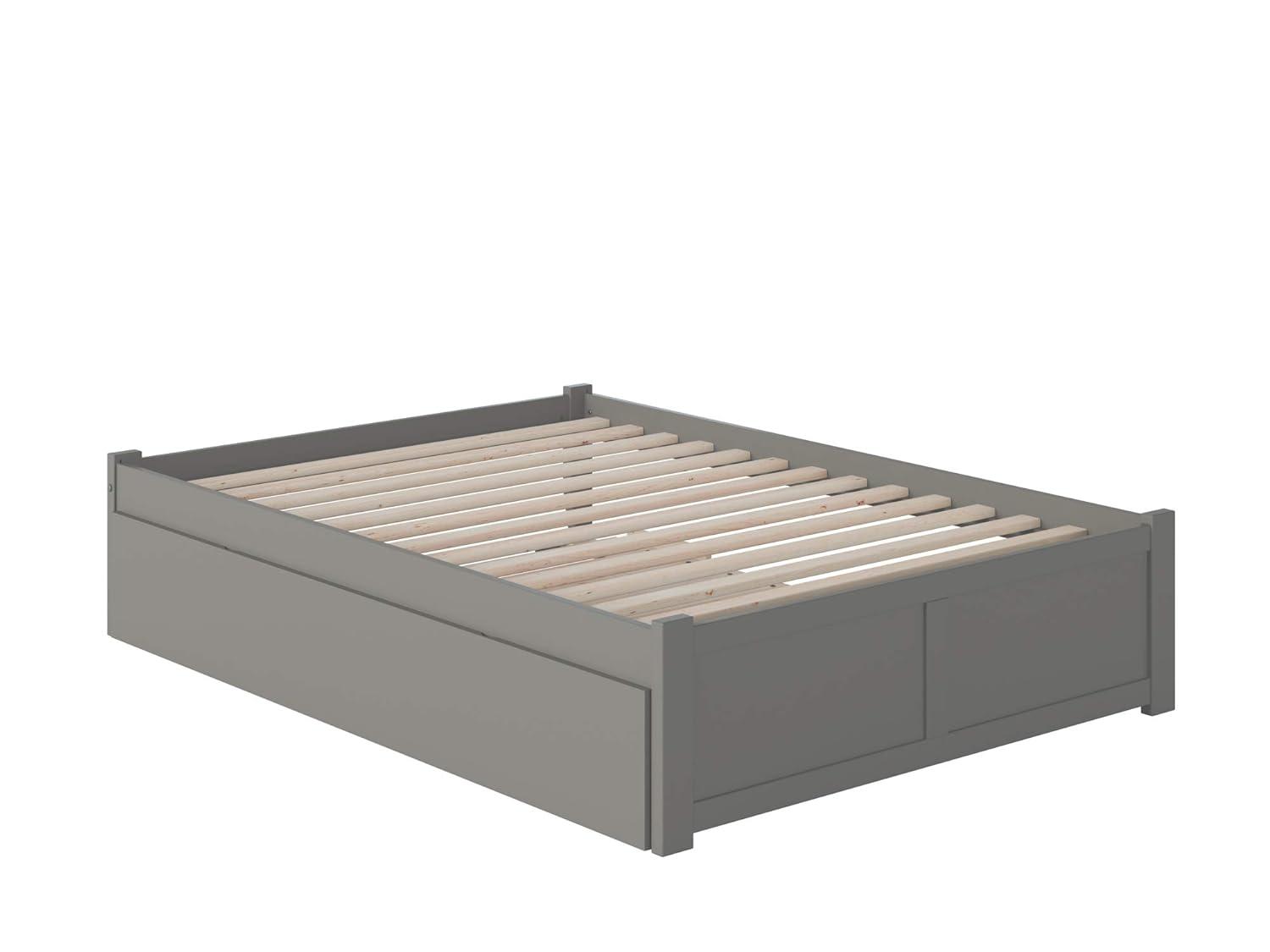 AFI Concord Queen Platform Solid Wood Panel Bed with Trundle in Grey