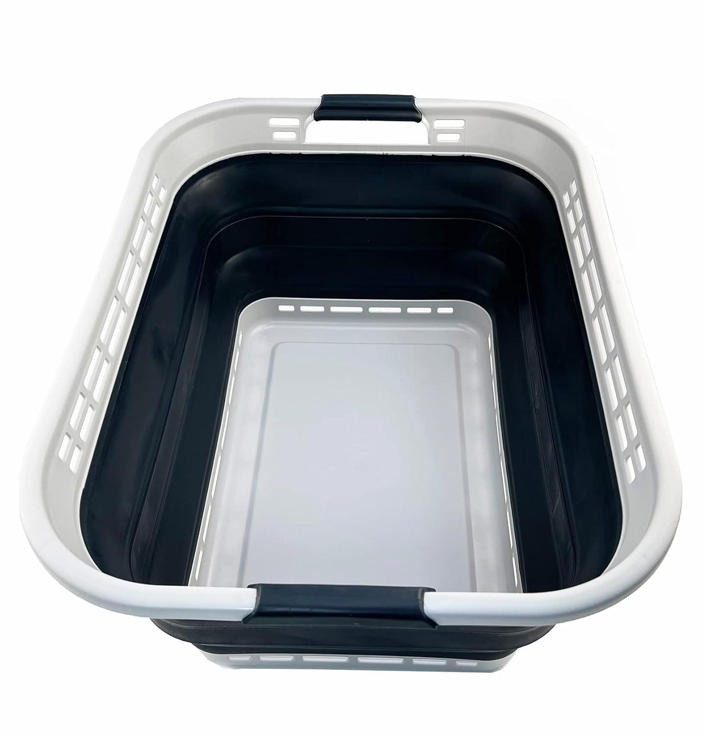 SAMMART 42L (11 Galloons) Collapsible Plastic Laundry Basket, Grey/Slate Grey