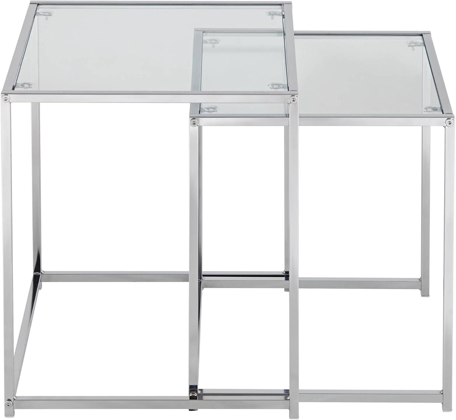 Rodney Chrome and Clear Glass Nesting Accent Tables Set of 2