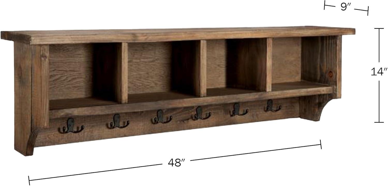 48 in. Pomona Metal & Wood Entryway Coat Hook with Storage Cubbies