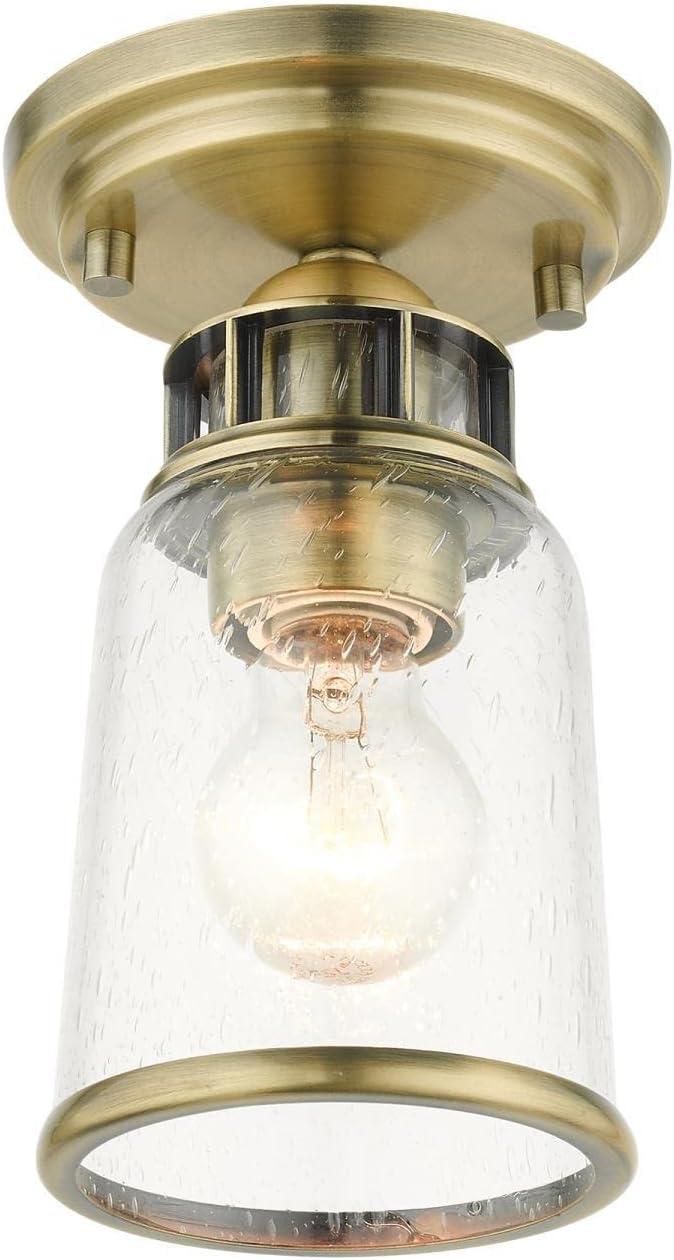 Livex Lighting Lawrenceville 1 - Light Flush Mount in  Antique Brass