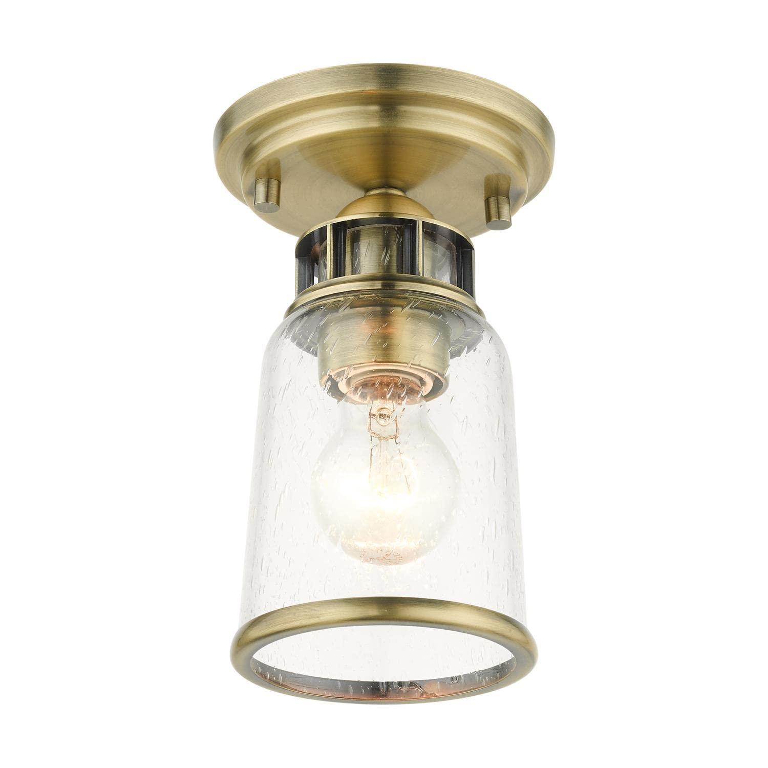 Livex Lighting Lawrenceville 1 - Light Flush Mount in  Antique Brass