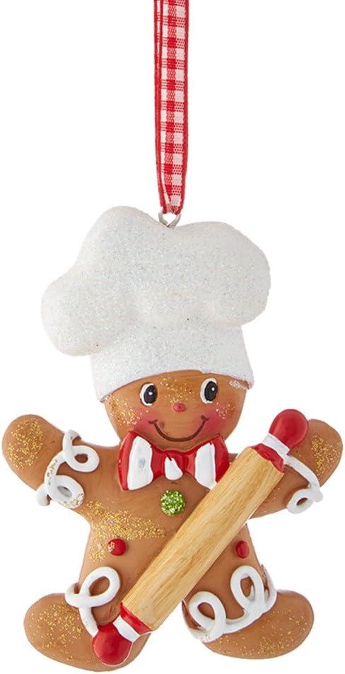 Kurt S. Adler Resin Gingerbread Boy And Girl Baker Christmas Ornaments Set of 2 Assorted