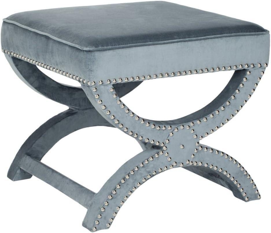 Mystic Ottoman with Silver Nail Heads - Plum - Safavieh