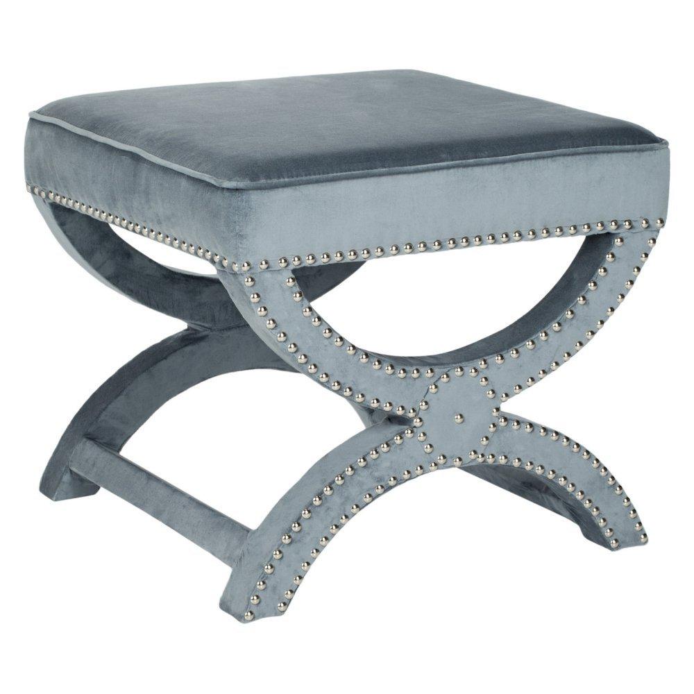 Mystic Ottoman with Silver Nail Heads - Plum - Safavieh
