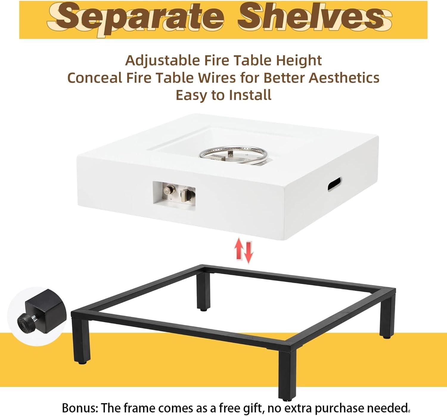Brayden Studio® 2-Piece 42" Outdoor Rectangle Propane Fire Pit Table With Tank Holder And Shelves