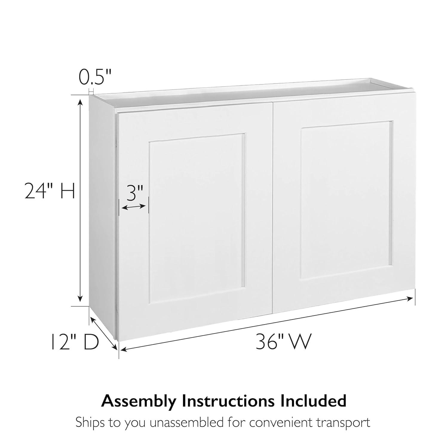Design House 561613 Brookings Unassembled Shaker Tall Wall Kitchen Cabinet 36x24x12, White