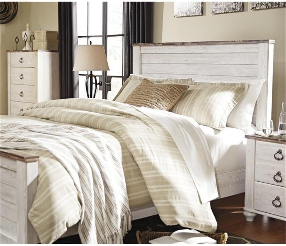 Ashley Furniture Willowton Queen Panel Bed in Whitewash