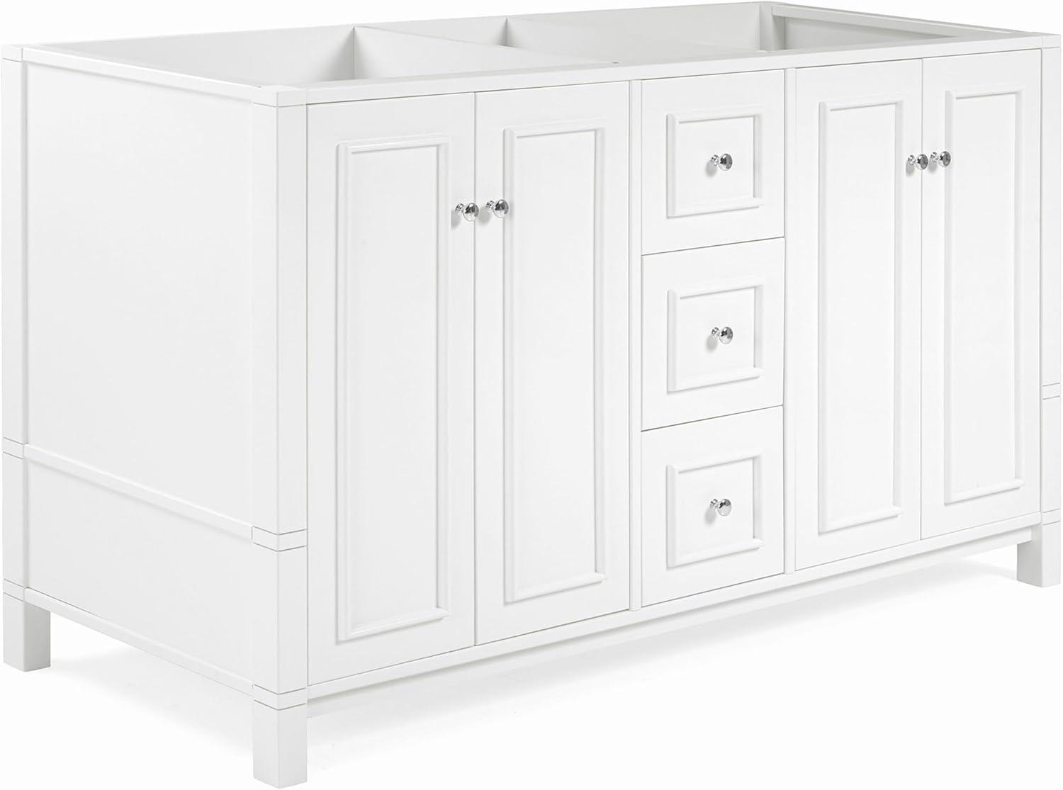 Alaterre Furniture Williamsburg 60"W White Wood Vanity Cabinet Only