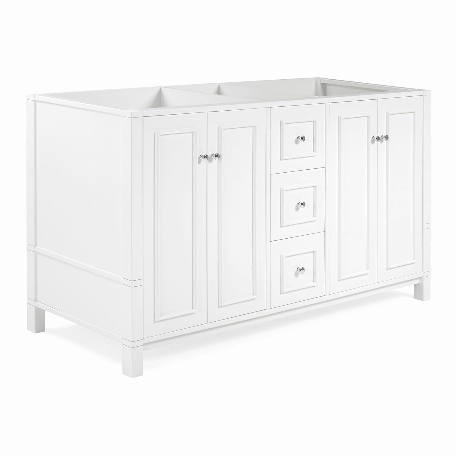 Alaterre Furniture Williamsburg 60"W White Wood Vanity Cabinet Only