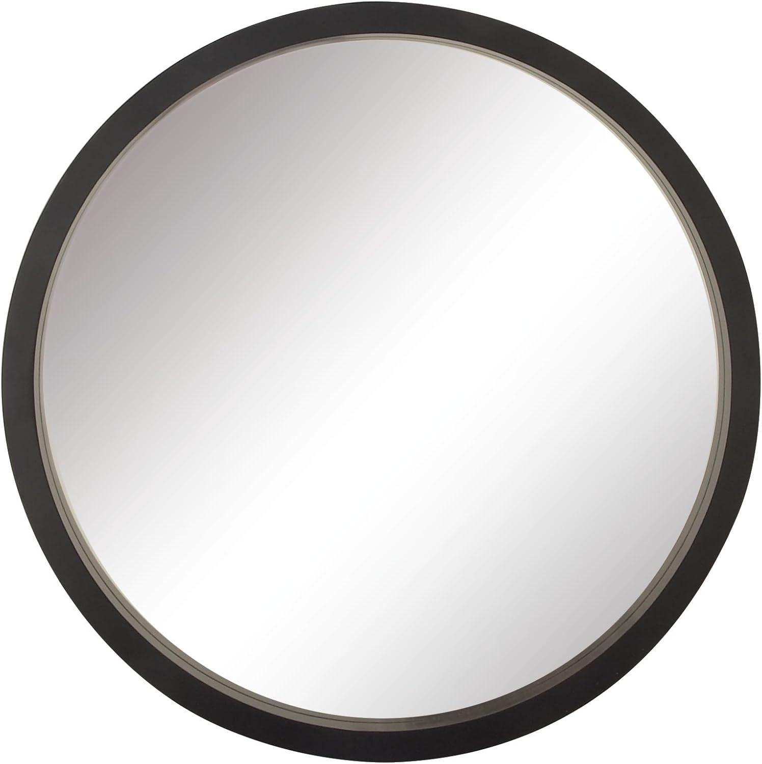 32" Contemporary Wood Wall Mirror Black - Olivia & May: MDF Frame, No Assembly, Wall Mount