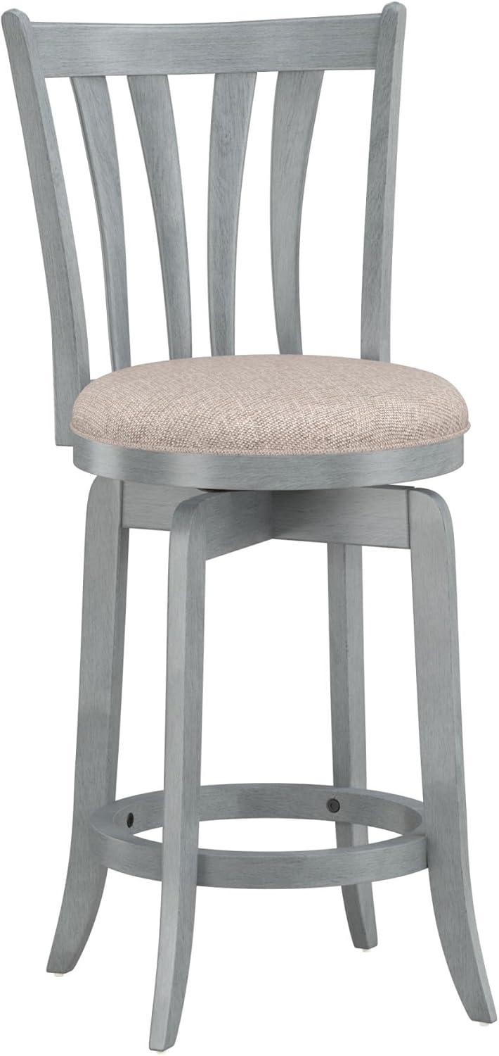 Hillsdale Furniture 25.75" Savana Swivel Counter Height Barstool Blue (Wirebrush)/Cream : Upholstered, Wood Legs, 250lb Capacity
