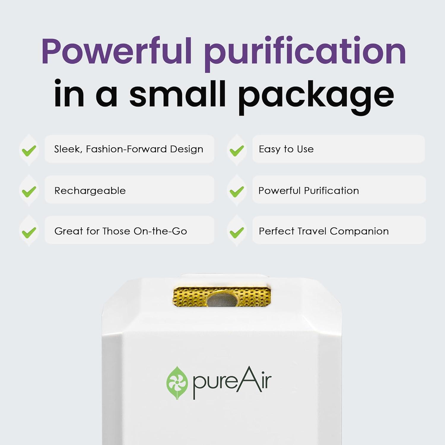 Greentech Environmental pureAir SOLO - Portable Air Purifier and Air Cleaner, Air Purifiers for Home, Office, and Car, Personal 3 feet Clean-Air Zone, All Day Purification