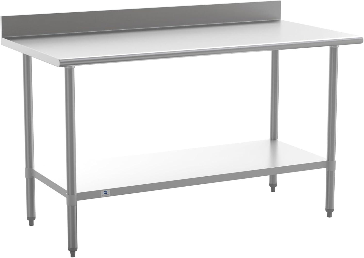 Flash Furniture Commercial Stainless Steel Kitchen Prep and Work Table with Shelf and Backsplash