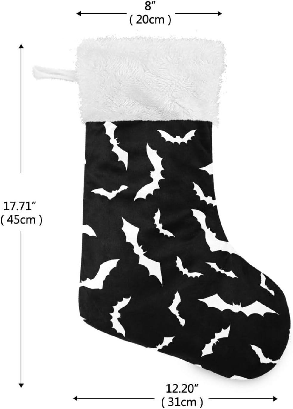 Hotbar Christmas Stocking Bats Silhouette, Plush Xmas Stockings Stair Fireplace Decoration for Holiday Party Festival 1 Pack