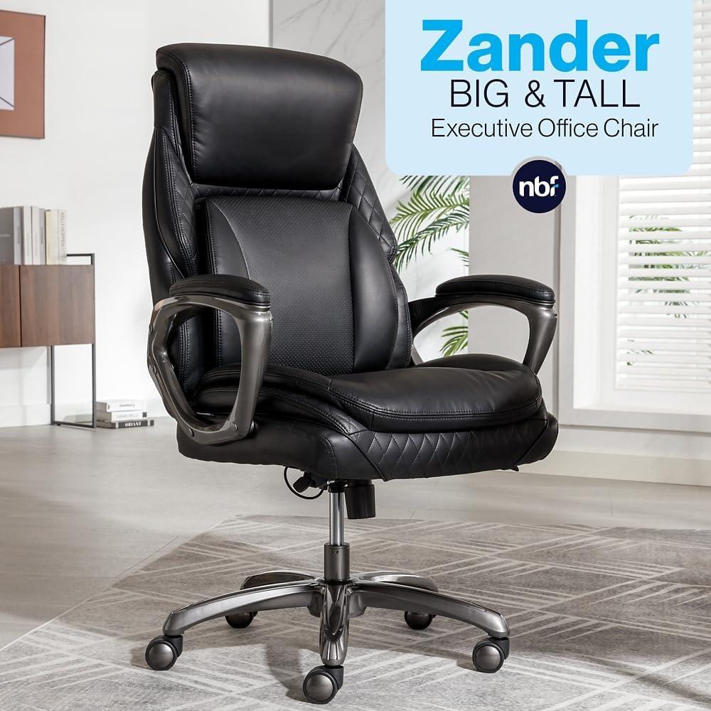 Zander Black Polyurethane Big & Tall Executive Swivel Chair