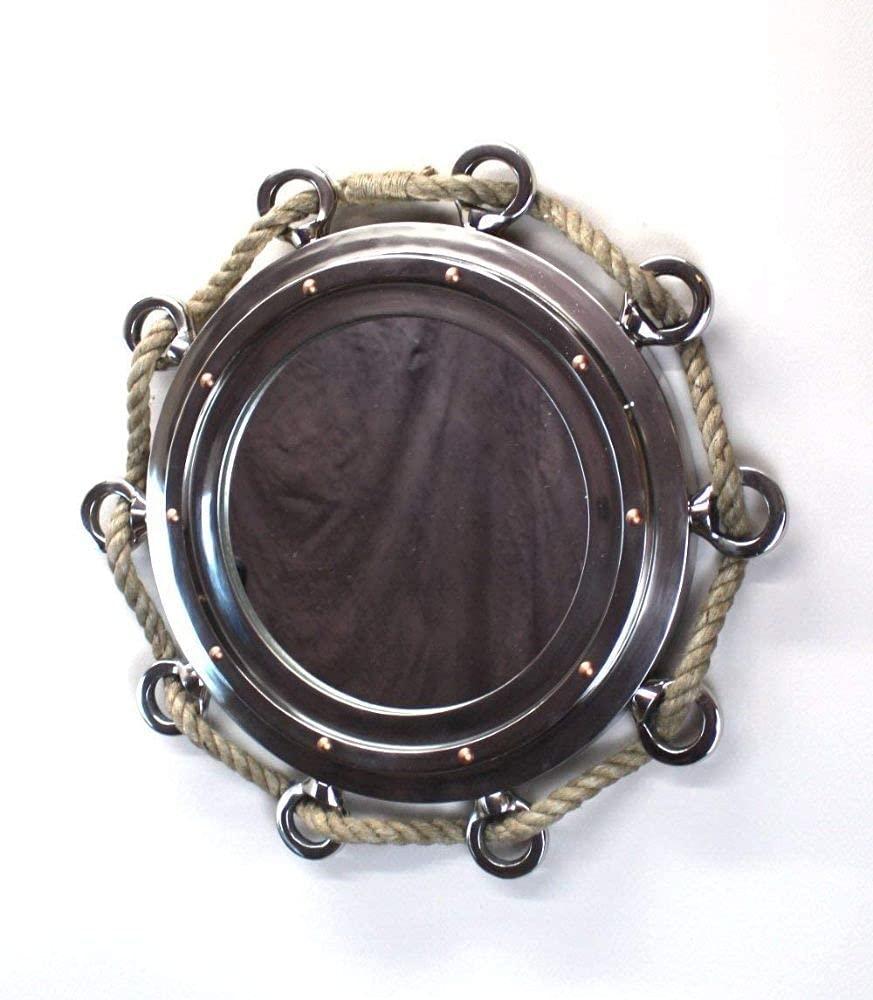 NauticalMart big silver finish porthole with rope o home decor