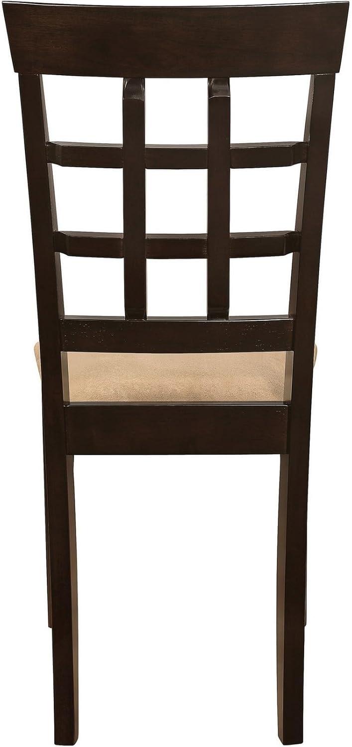 Tan Microfiber Upholstered Lattice Back Side Chair Set