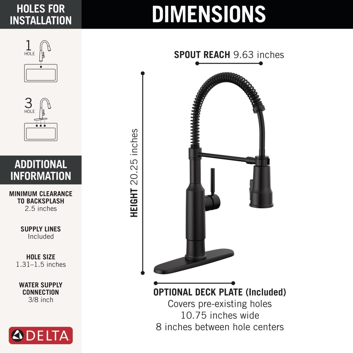 Matte Black Single Handle Pull-Down Spring Kitchen Faucet