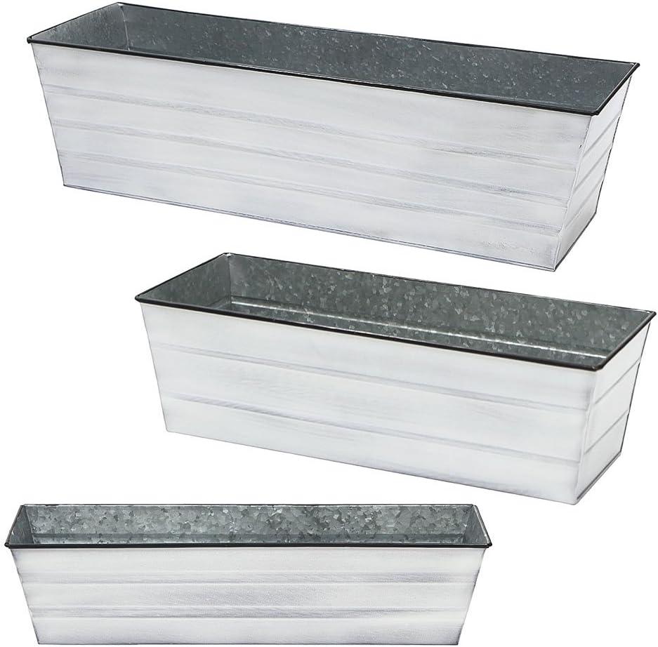 9.5" x 24" x 7.5" Galvanized Steel Flower Box Planter Cape Cod White - ACHLA Designs