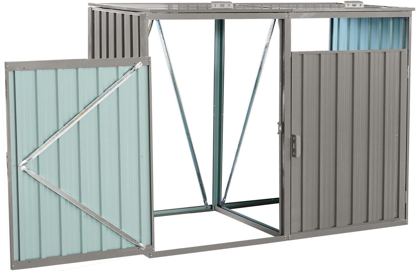 Gray Waterproof Plastic Outdoor Garbage Bin Storage Shed