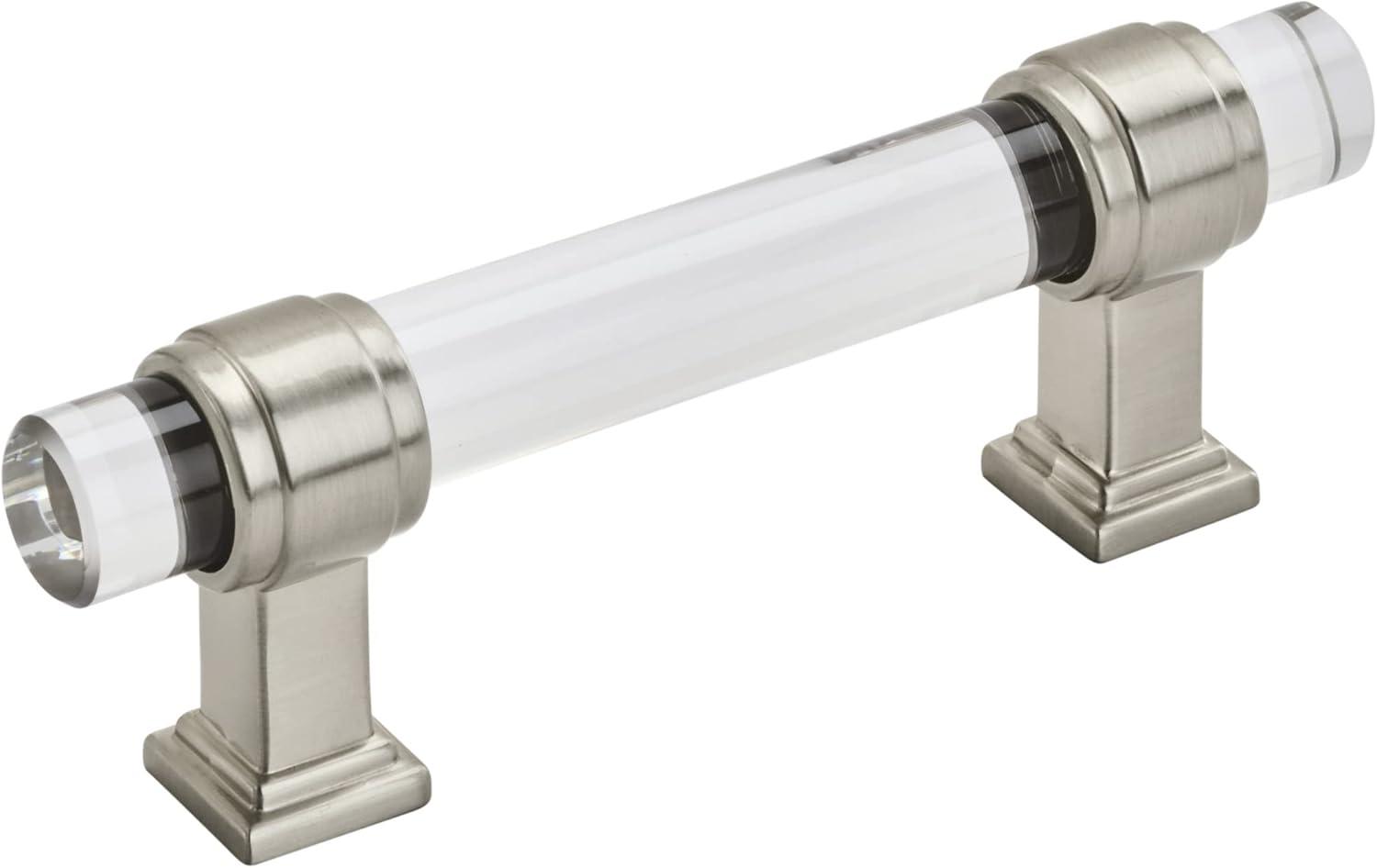 Amerock Glacio 3 inch (76mm) Center-to-Center Clear/Satin Nickel Cabinet Pull