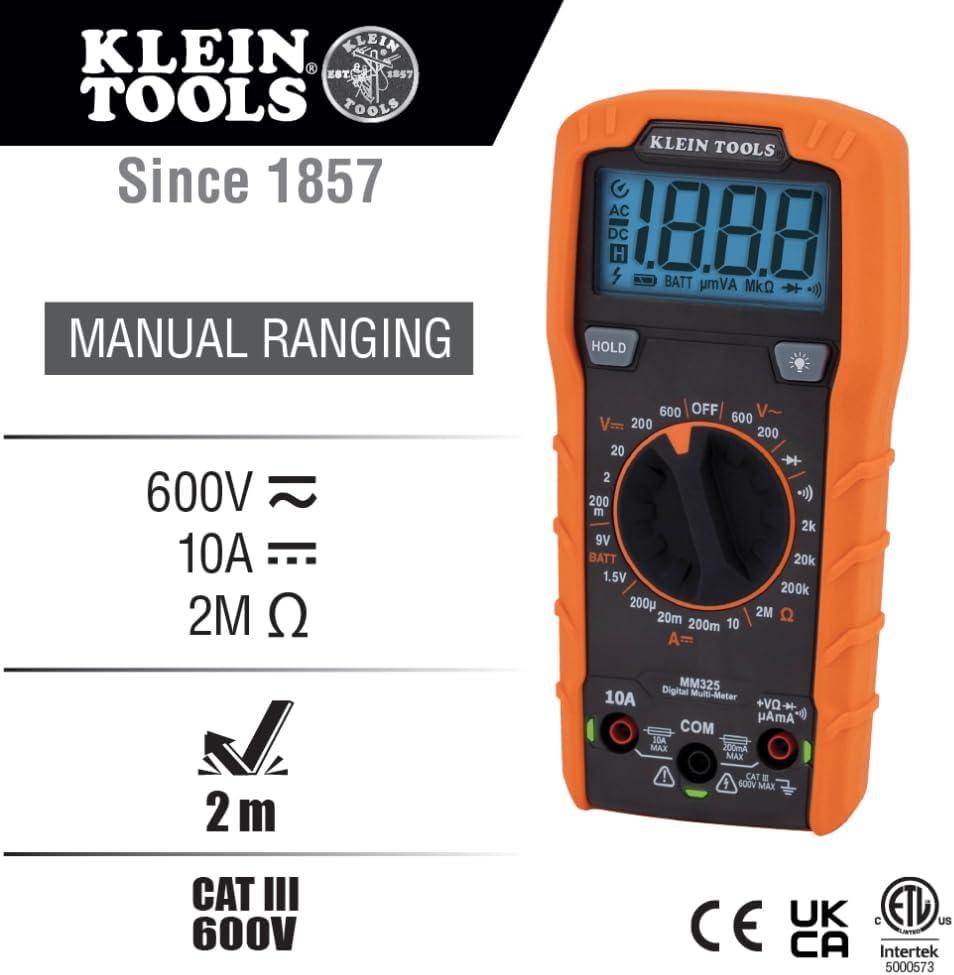 Klein Tools MM325 600V Manual-Ranging Digital Multimeter