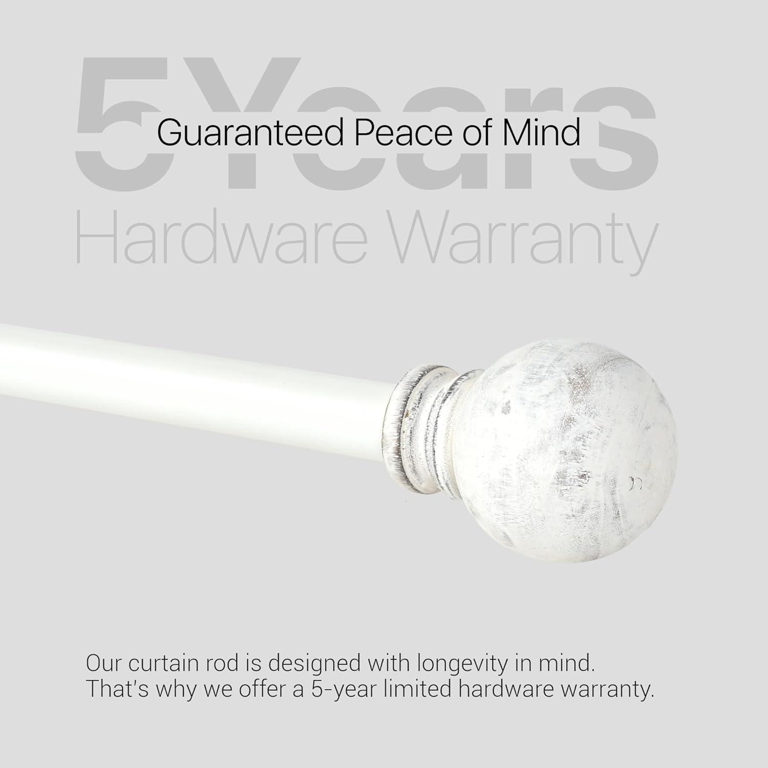 Deco Window Adjustable Curtain Rod for Windows 44 to 120 In Extendable Heavy Duty Iron Drapery Pole with Finials