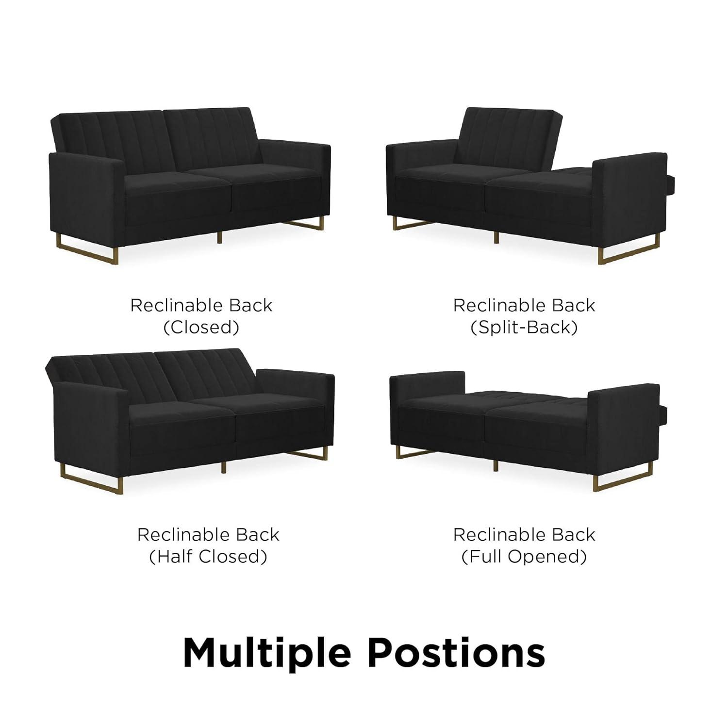 Skylar Full / Double 77'' Velvet Tufted Convertible Sofa