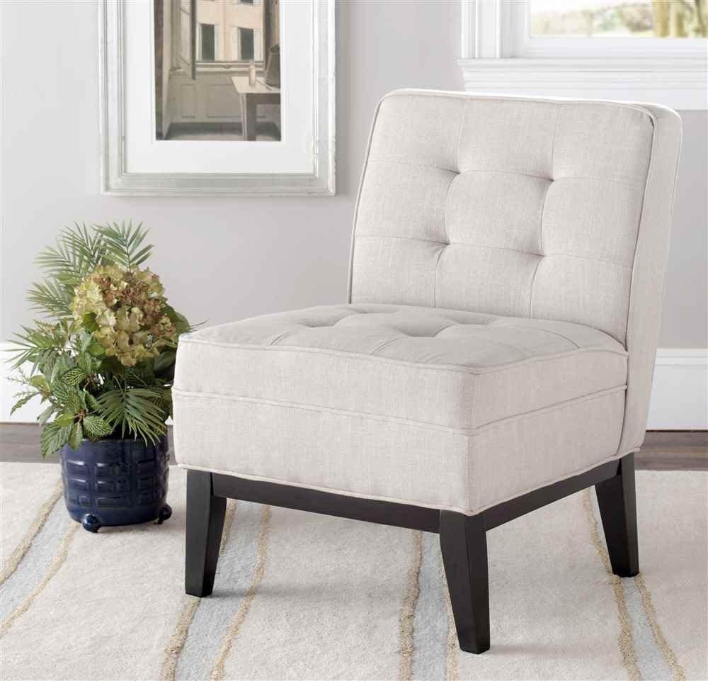 Angel Tufted Armless Club Chair - Beige - Safavieh