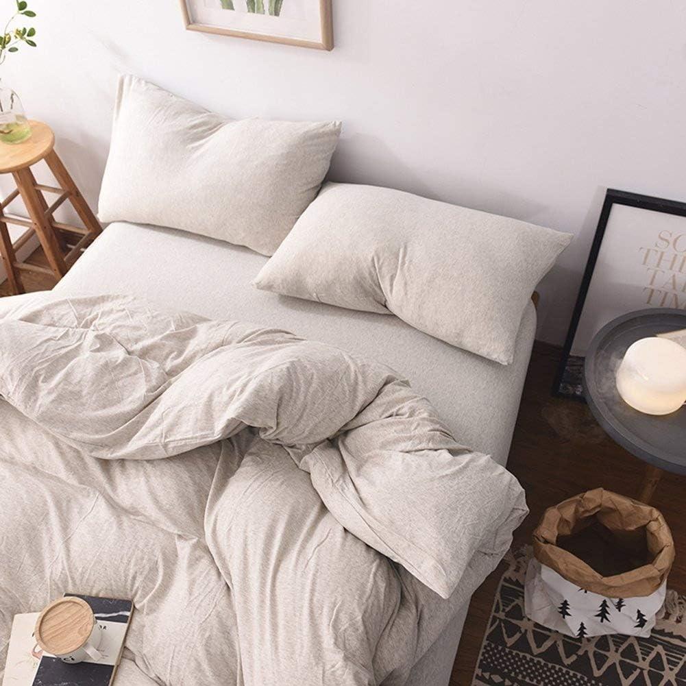 Beige Ultra Soft Jersey Cotton Queen Duvet Cover Set