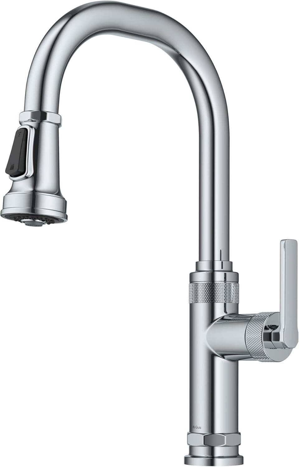 Allyn Chrome Industrial Pull-Down Kitchen Faucet with Spray