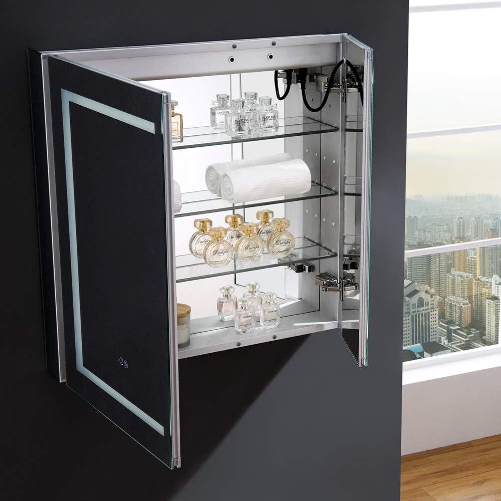 Fresca Spazio 30x30" LED Lighting Aluminum Bathroom Medicine Cabinet in Mirrored