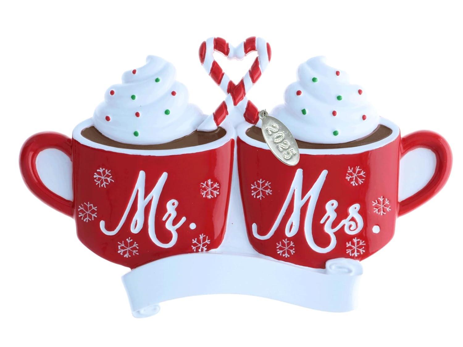 Twisted Anchor Trading Our First Christmas Ornament, 1-Pack – Just Married Mr and Mrs Hot Cocoa Design, Wedding Gift for Couples with Gift Box