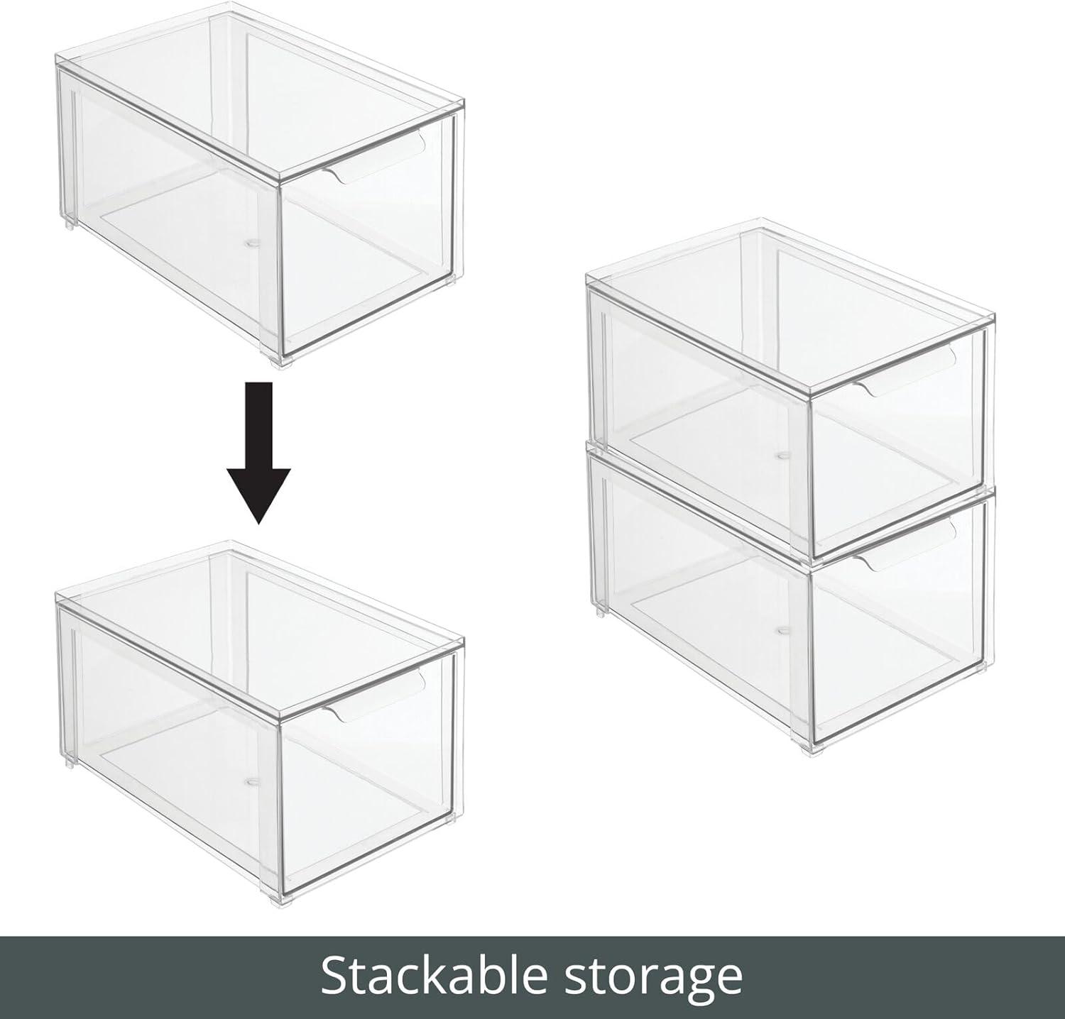 mDesign Plastic Stackable Bathroom Storage Organizer with Drawer