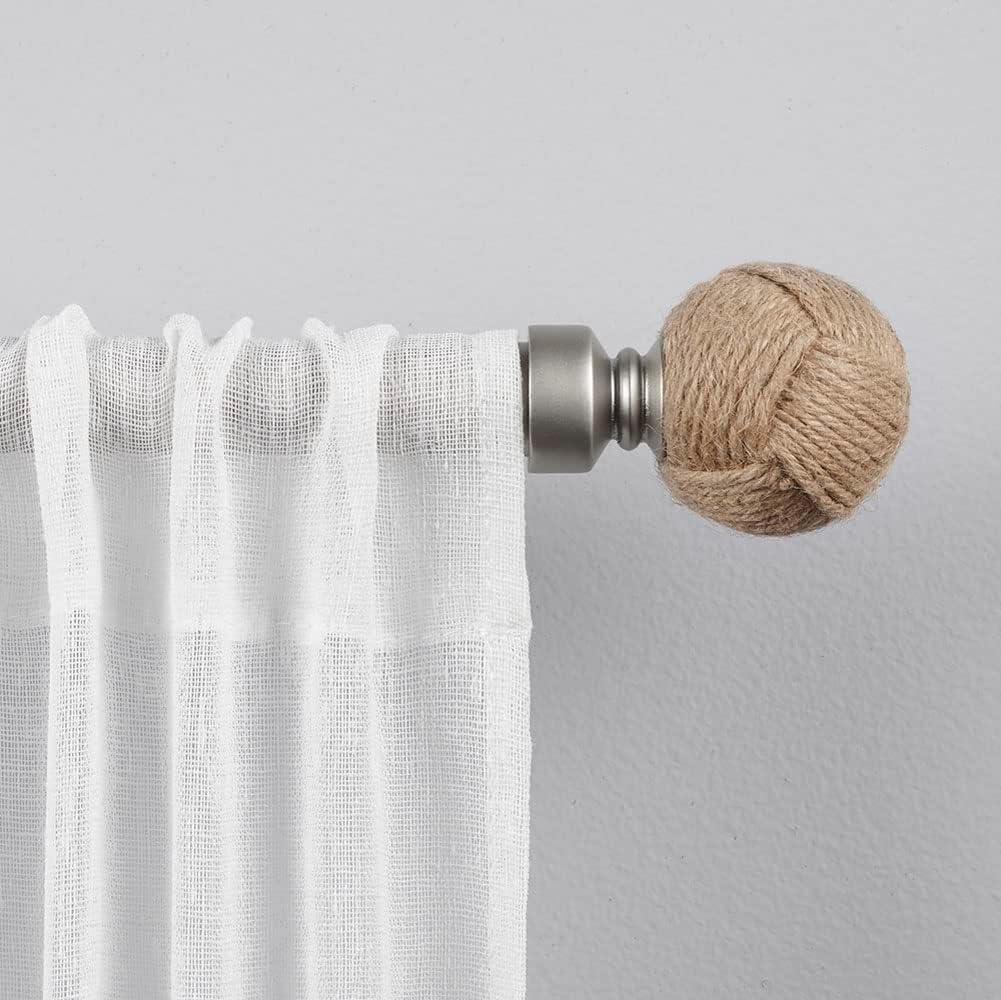 Exclusive Home 36"-72" Rope Knot Curtain Rod - Matte Silver