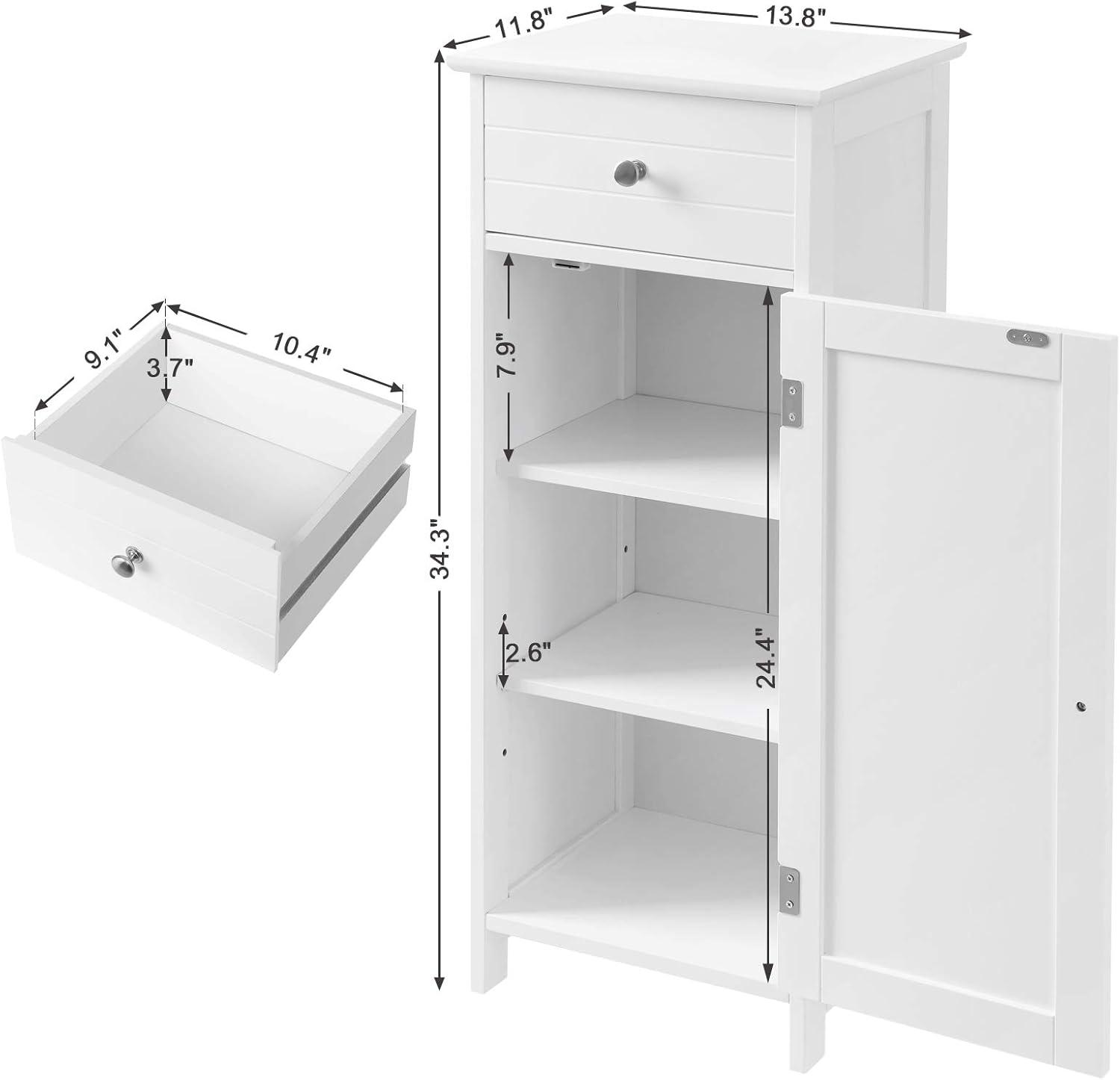 White MDF Freestanding Cabinet with Adjustable Shelving