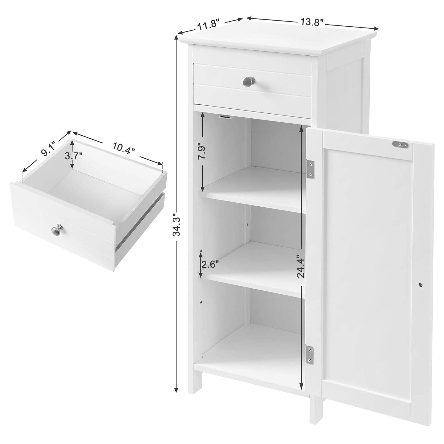 White MDF Freestanding Cabinet with Adjustable Shelving
