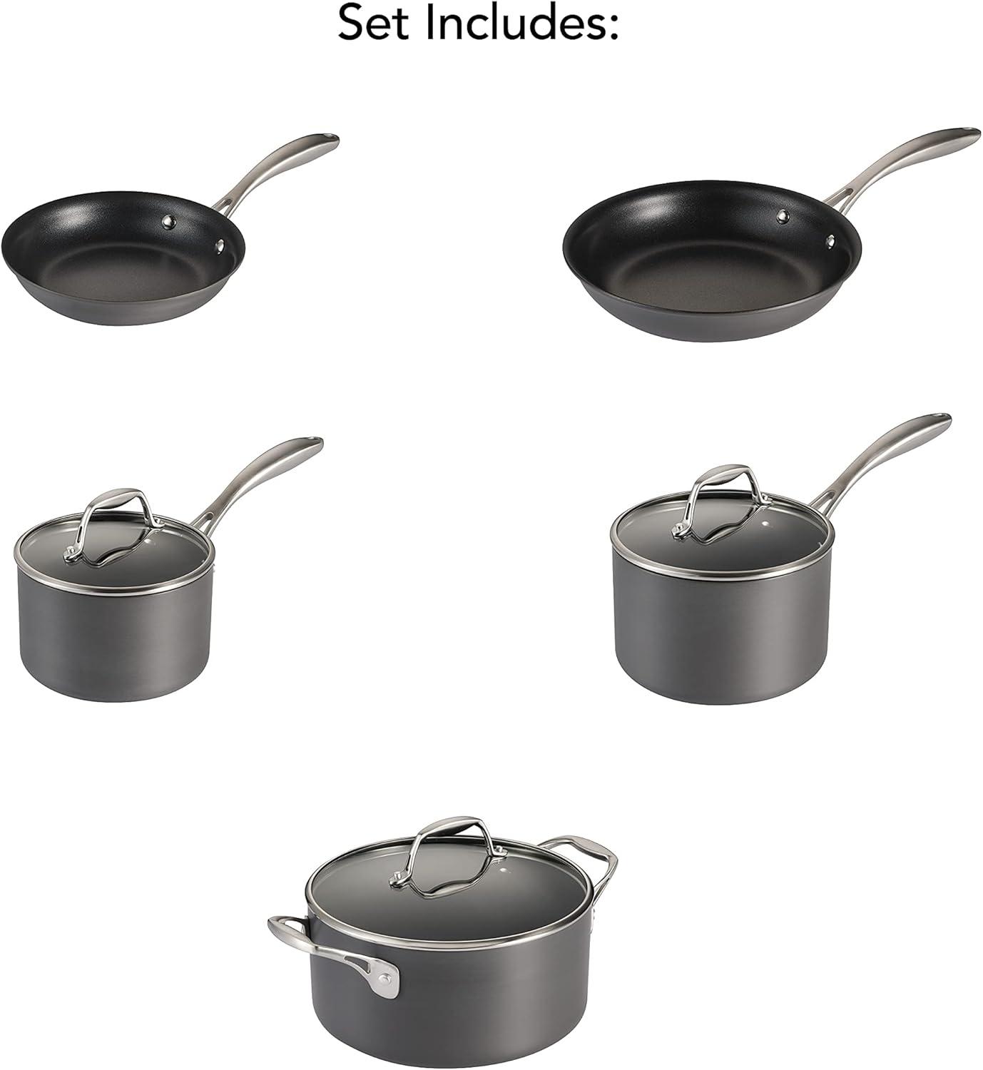 8-Piece Hard Anodized Non-Stick Aluminum Cookware Set