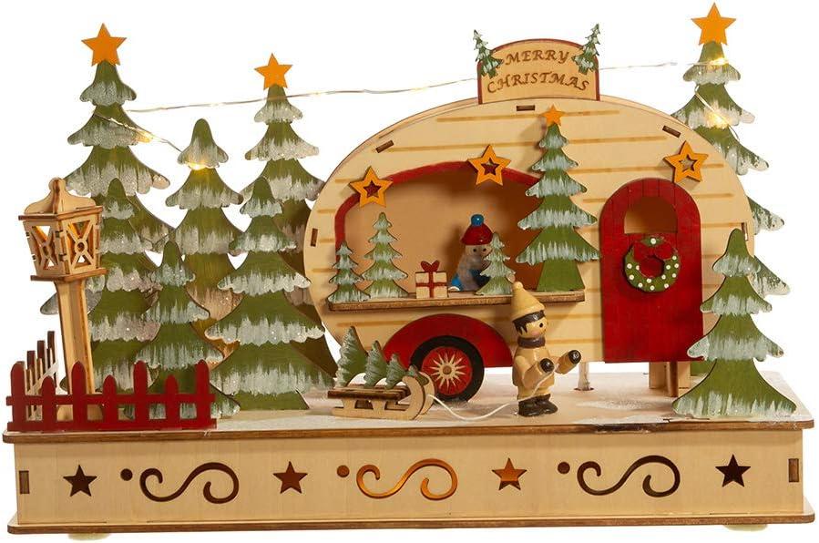 Kurt S. Adler Kurt Adler 7-Inch  Battery-Operated Wooden Light Up Camping Scene
