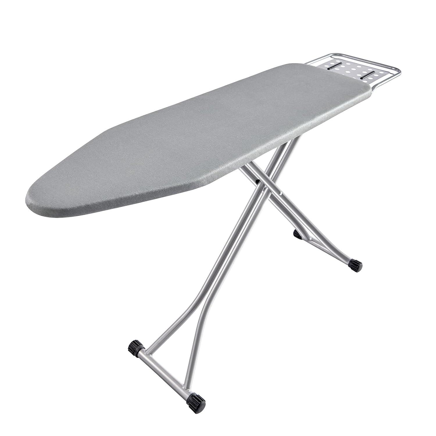 Ironing Board, Heat Resistant Cover Iron Board with Steam Rest, Non-Slip Foldable Ironing Stand. Heavy Sturdy Metal Frame Legs Iron Stand(13 * 34 * 53 Inches) (Silver Gray)