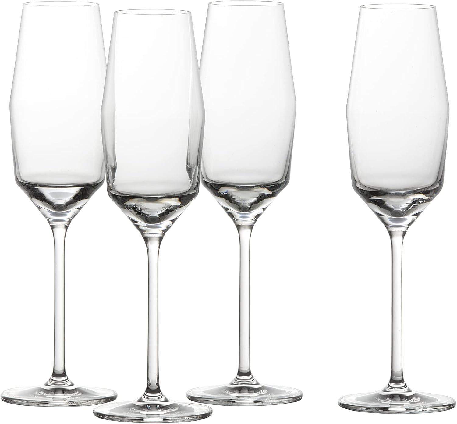 Zwiesel Glas Tritan Crystal Glass Gigi Collection, 10 Ounce, Set Of 4, Sparking Wine Flute With Effervescence Points