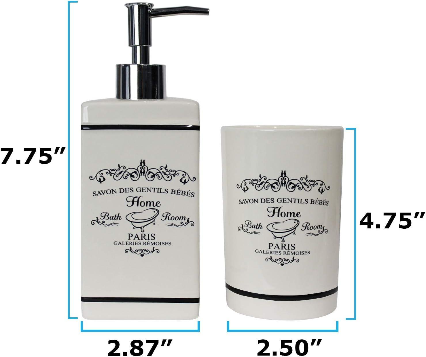 Blue Donuts 4 Piece Bathroom Accessories Set - Heavy Duty Ceramic Paris Bathroom Accessory Set Includes Hand Soap Dispenser, Toothbrush Holder, Soap Dish, Tumbler, Cream