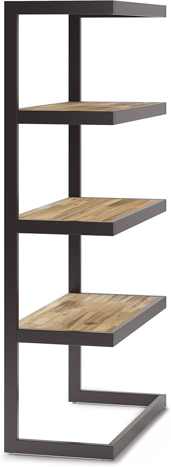 Distressed Golden Wheat Acacia Wood and Metal Bookcase