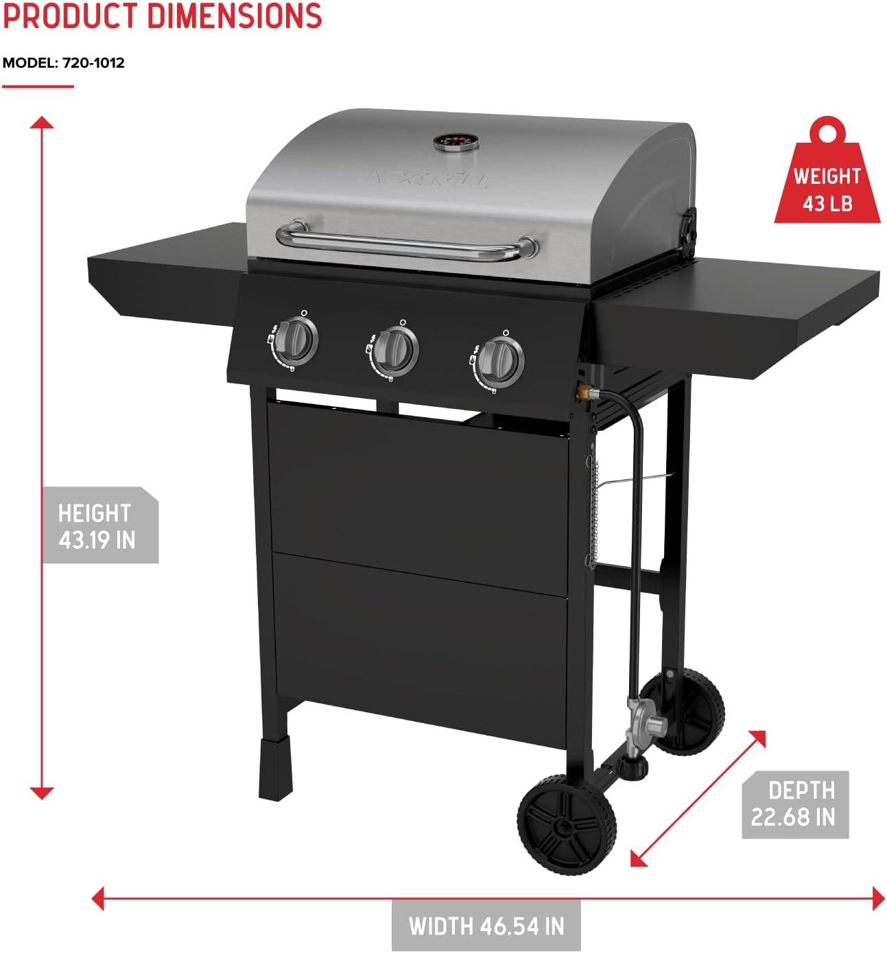 Nexgrill 3-Burner Black and Stainless Steel Propane Gas Grill