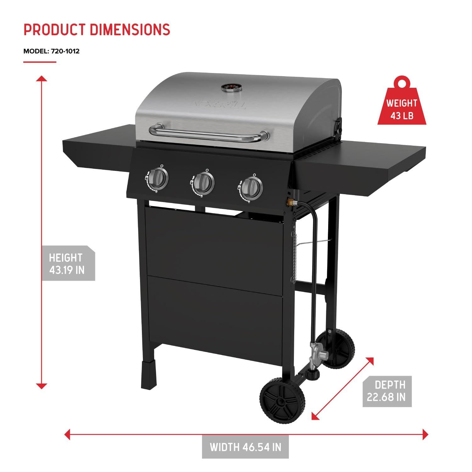 Nexgrill 3-Burner Black and Stainless Steel Propane Gas Grill
