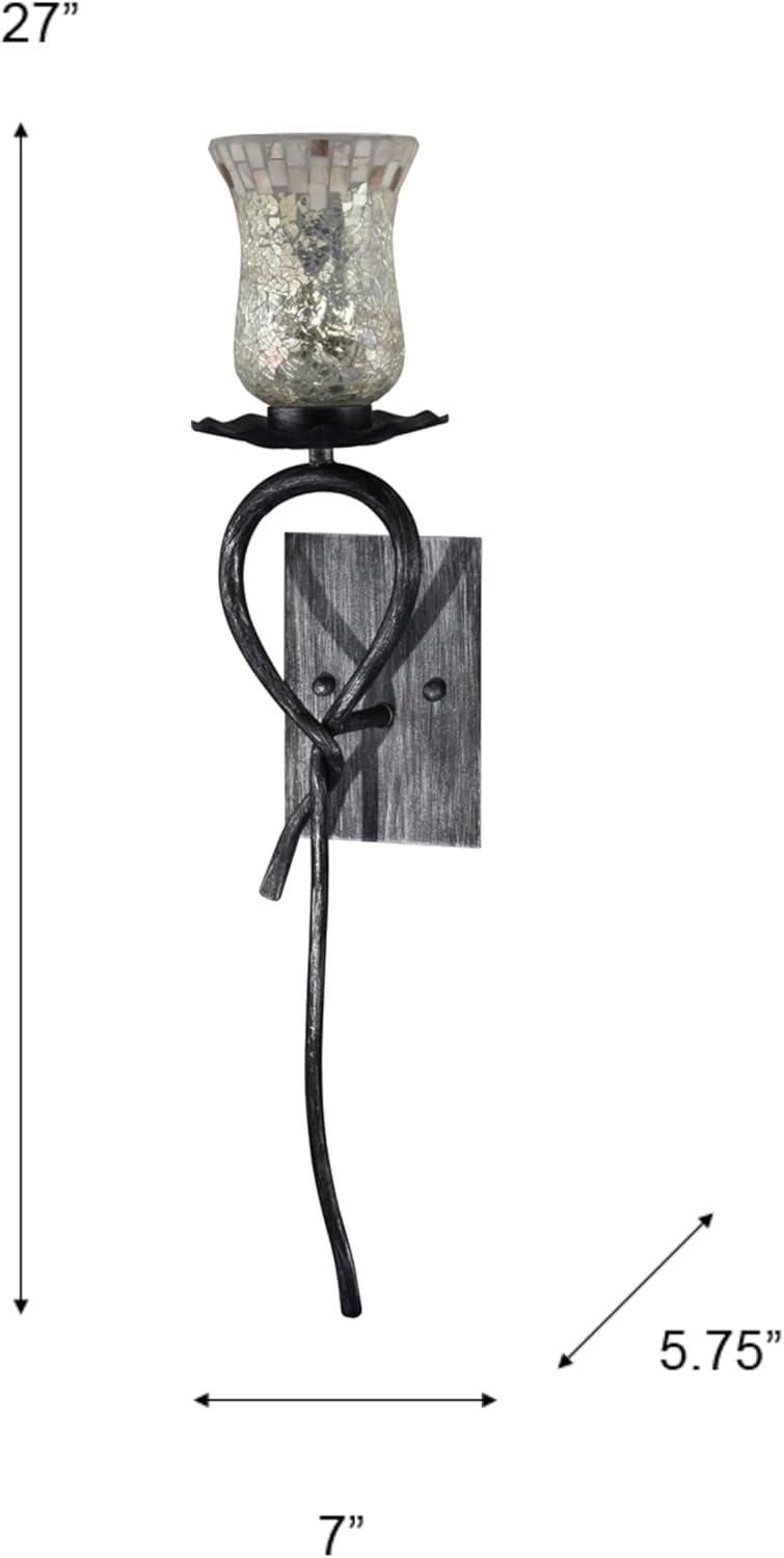 Dale Tiffany Hunters LED Mosaic Art Glass Creek Wall Sconce - Silver and Black