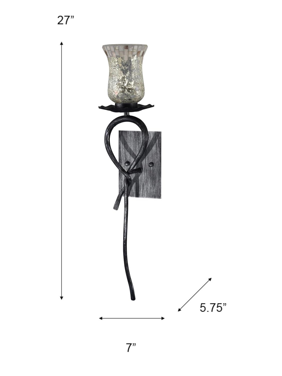 Dale Tiffany Hunters LED Mosaic Art Glass Creek Wall Sconce - Silver and Black