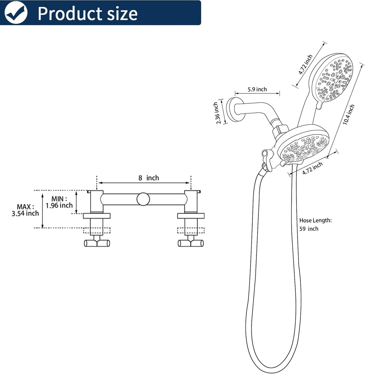 Matte Black Wall Mounted Dual Shower Head System with Handheld