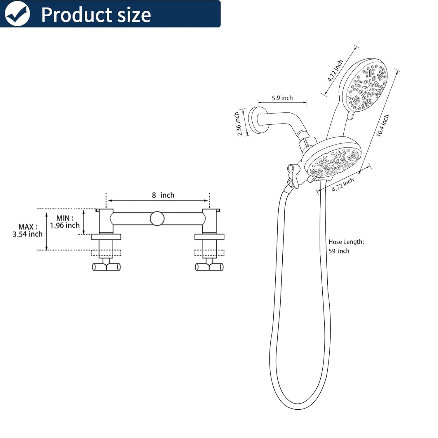 2 Handle Shower Faucet Shower System Complete 2 in 1 Shower Combo Set with Handheld Showerhead Shower Trim Kit Wall Mounted Shower Fixtures Brushed Gold